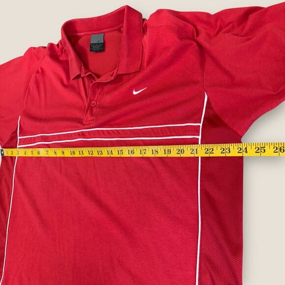 Nike Dry Fit Short Sleeves Cotton Meshed Knit Golf Polo Shirt Men Size L Red - Picture 9 of 12